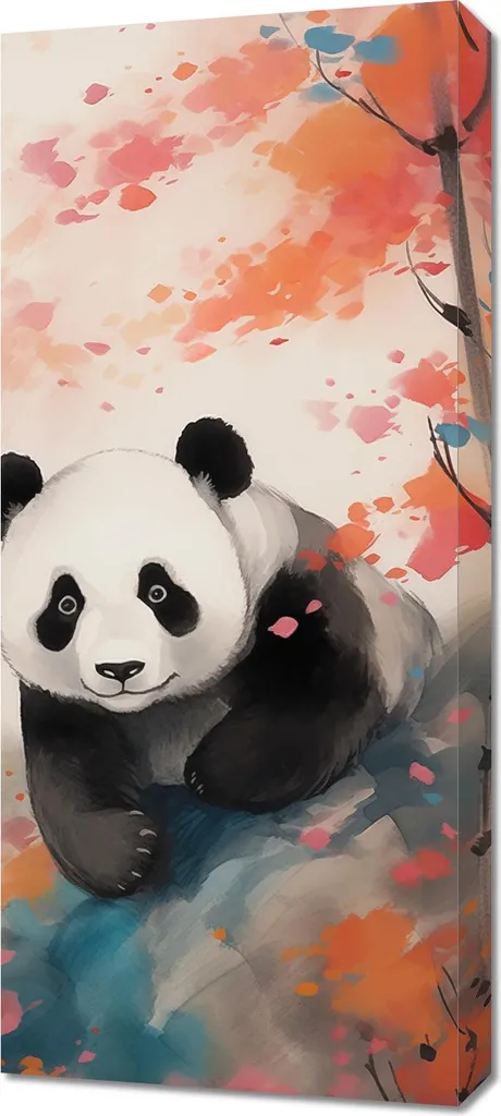 Quadro Panoramico Panda tra gli Aceri 40x90 - Arte Zen su Tela