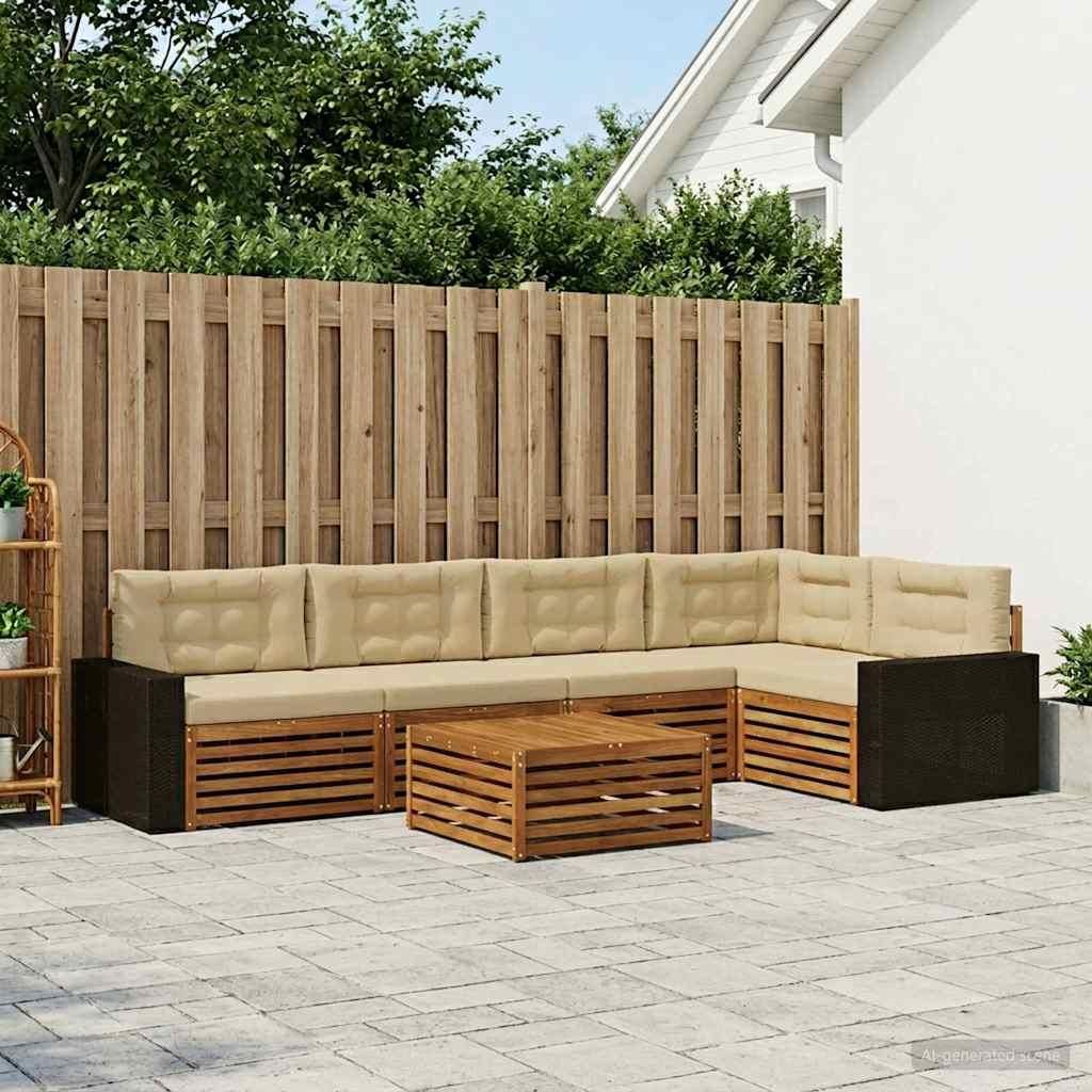 Möbel Outdoor-Sofagarnitur 6 pcs Natur und Beige 79 x 79 x 37 cmGartensofas - Gartensofas c1290