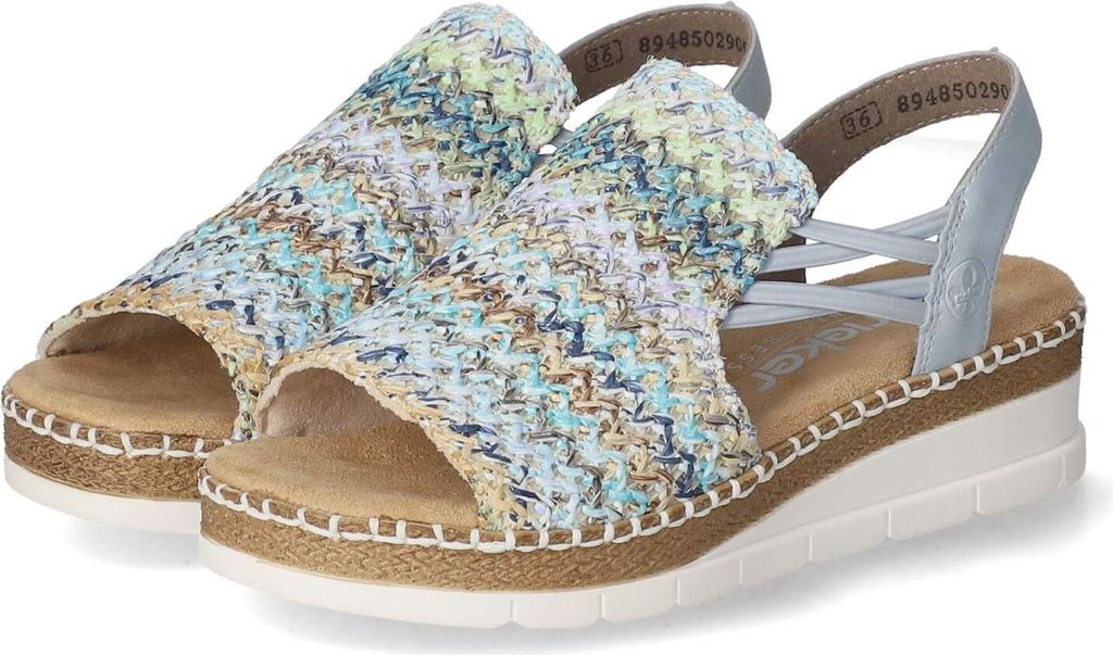 Rieker Damen Sandletten Blau Synthetik Textil Mix Größe: 37 Produktbild 