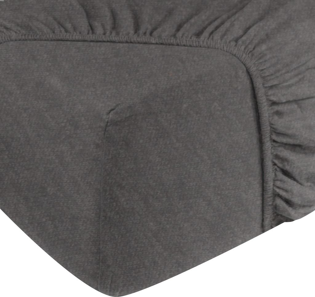DoubleDry Spannbettlaken Jersey 180x200cm - 100% Baumwolle - Spannbetttuch - 28cm Steg - Grau Melange