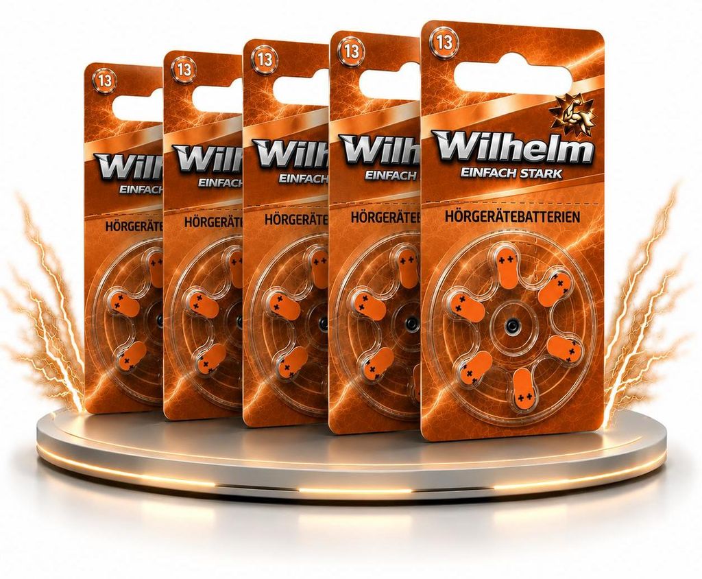 30 x WILHELM Hörgerätebatterien Typ 13 orange Produktbild  KI-generiertes Bild