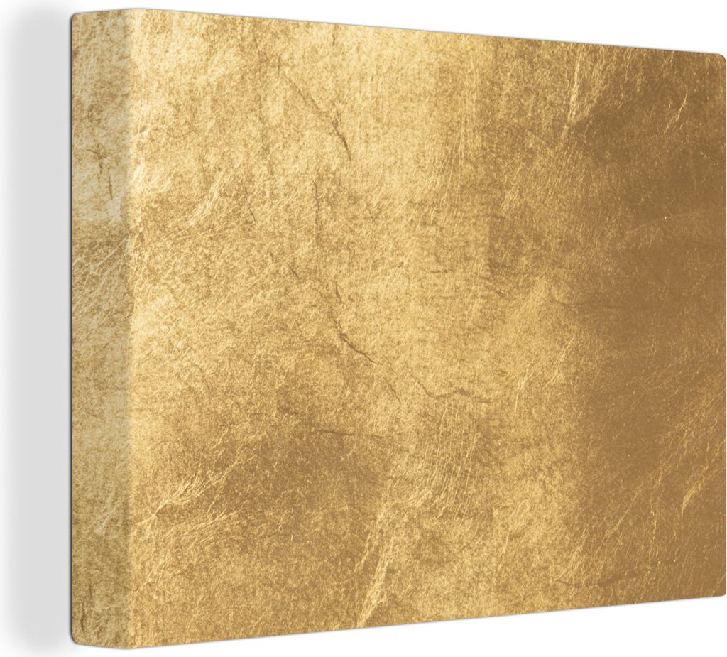 MuchoWow - Leinwandbilder - Licht fällt auf eine goldene Wand, Wandbild, Wanddeko Bilder Wohnzimmer, 80x60 cm