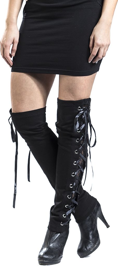 Gothicana by EMP Damen schwarze Beinstulpen mit Schnürung S-M