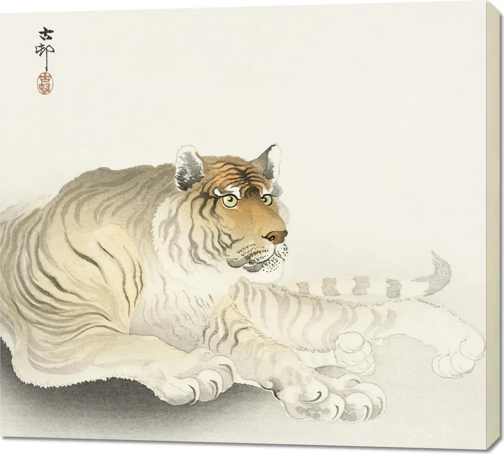 Quadro Tigre Giapponese 100x90 cm Koson: Emozione Vintage in Salotto