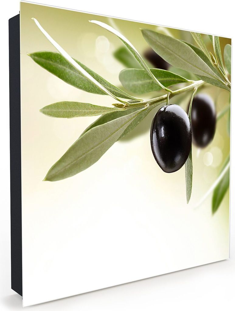 Nachbildung-Schlüsselkasten, Magnetpinnwand und Memoboard mit Glasfront Motiv Olivenzwei