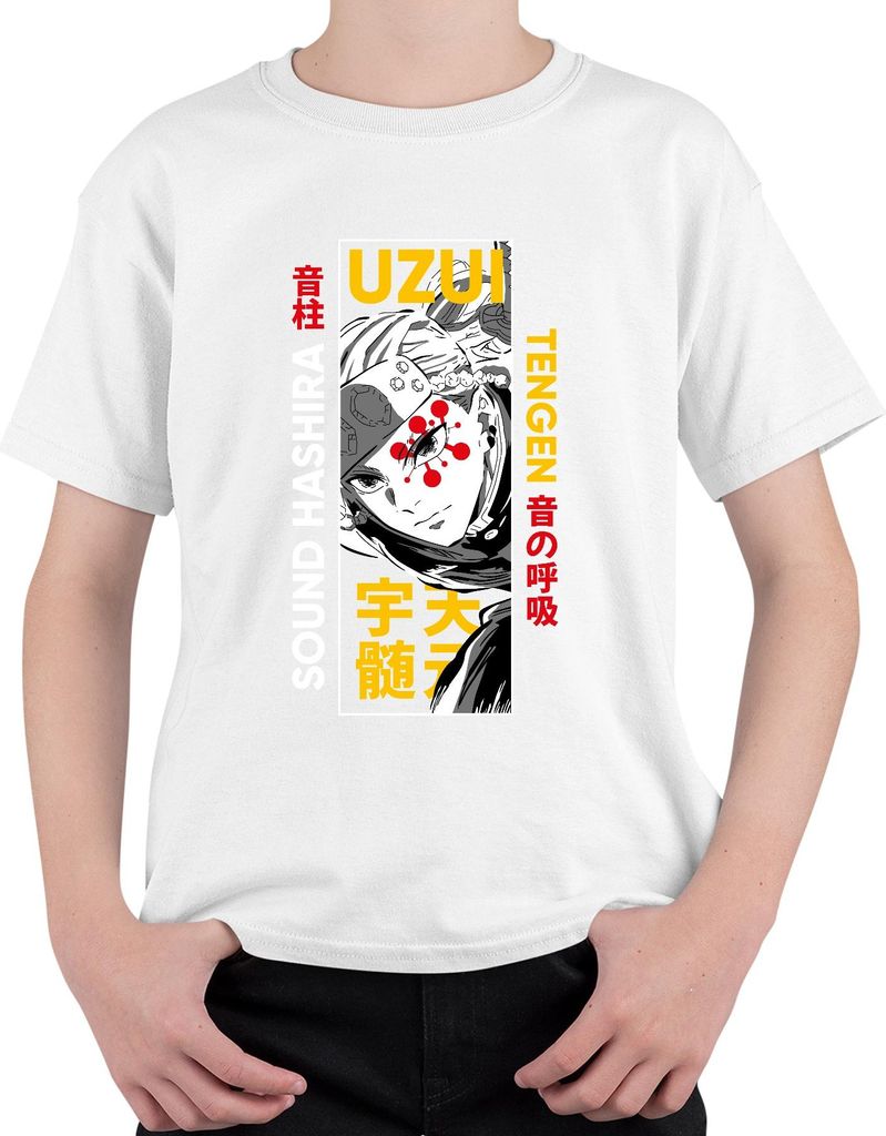 Uzui Tengen Sound Hashira Demon Slayer Anime Fan Geschenk Uni Kinder T-Shirt, Weiß, 140
