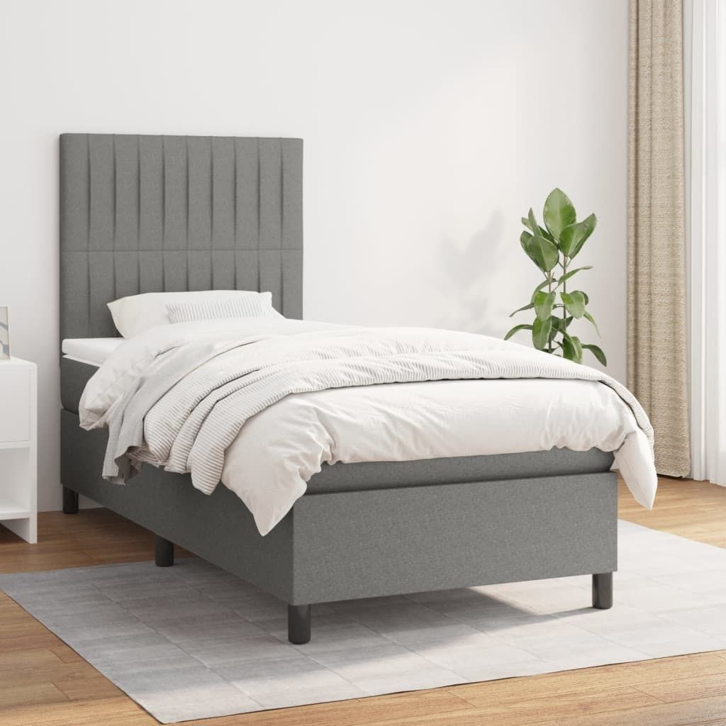 Maison Exclusive - Boxspringbett mit Matratze Dunkelgrau 100x200 cm Stoff