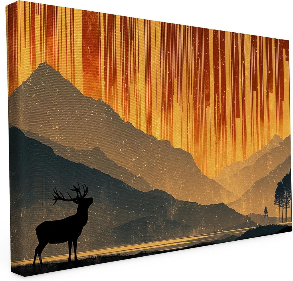 Keilrahmen bedruckt - Hirsch - 20x30 cm - Wandbild auf Künstler Leinwand – matter hochwertiger Kunstdruck - 2cm Holzrahmen mit 280g Canvas