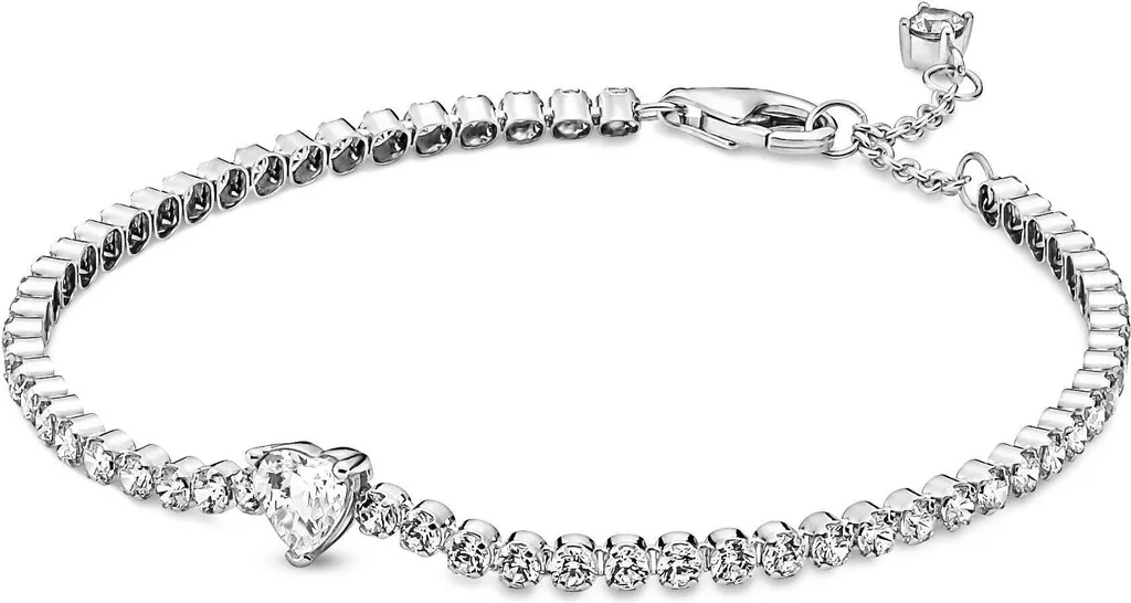 Bracelet Pandora 590041C01 Gourmette Cœur Pavé Argent 925 de 18cm