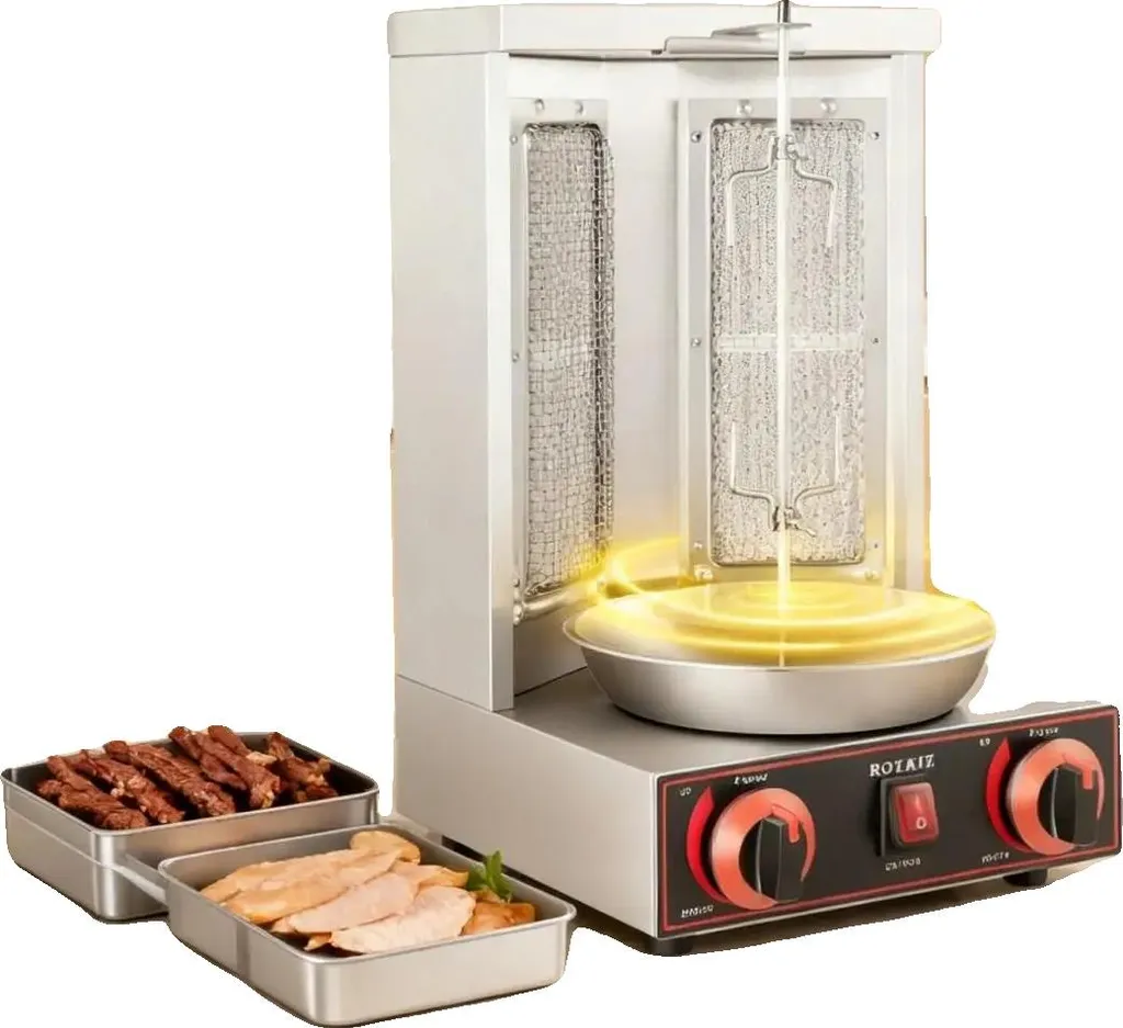 Grill Gyros Gaz Inox 3kW - Machine Kebab Petite Taille pour Pro et Particulier
