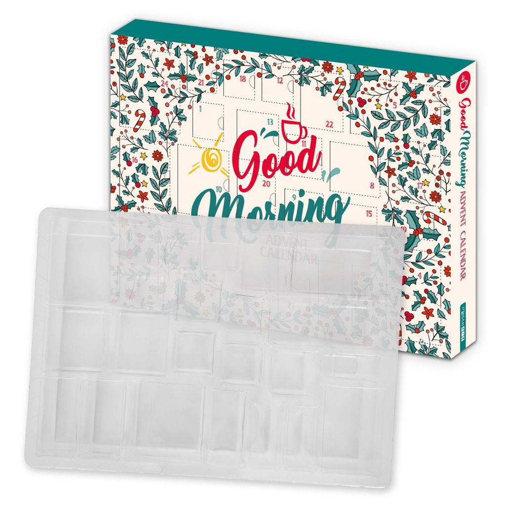 itenga Adventskalender GOOD Morning Rohling ungefüllt zum Selberfüllen -50x35x4,6cm