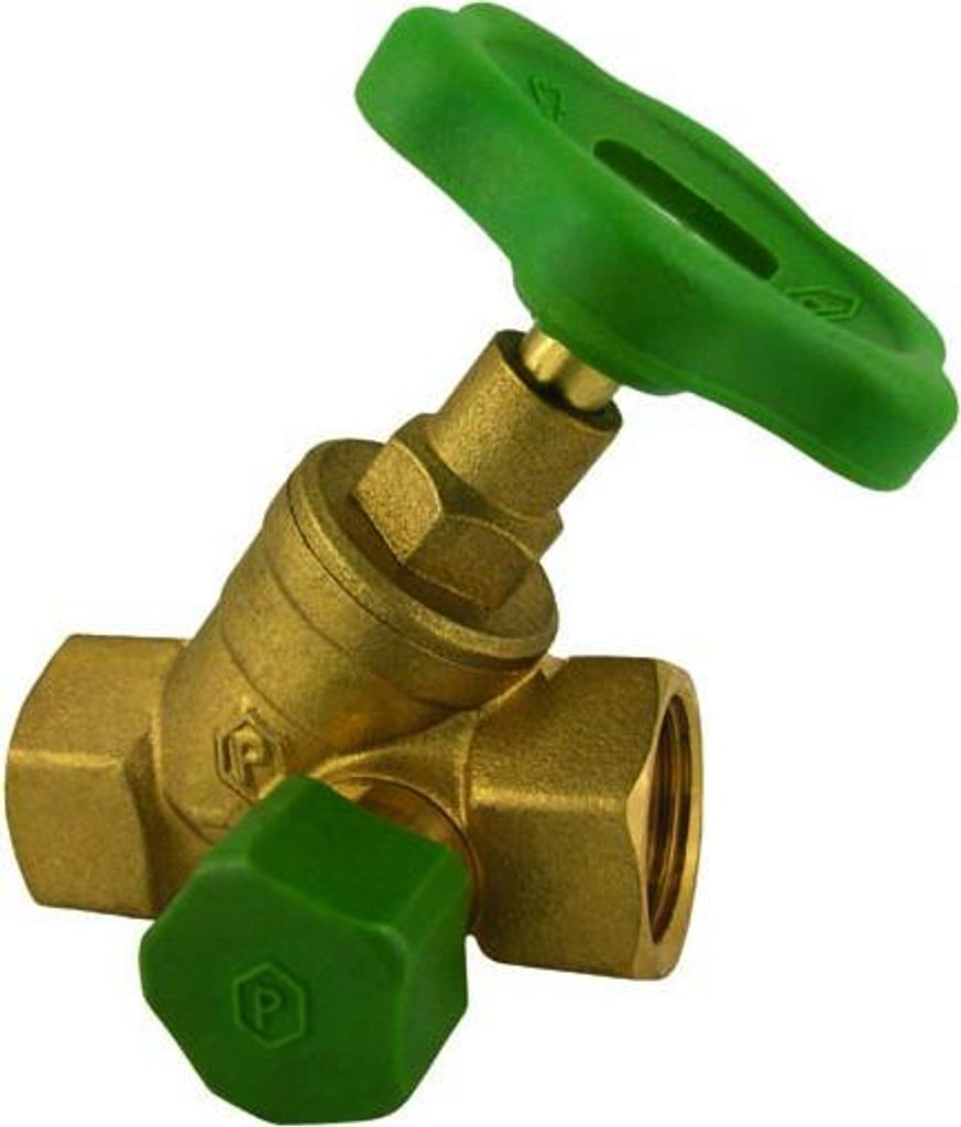 Schrägsitzventil 3/4 Zoll mit Entleerung und steigender Spindel