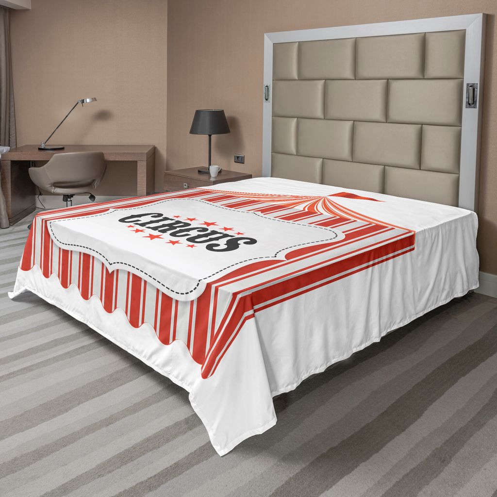 ABAKUHAUS Zirkus Bettlaken, Zirkuszelt Fahnenmast Festival Kindisch Freude Freizeit Thema Kunstdruck, weiches bequemes oberes Bettlaken für ein de...