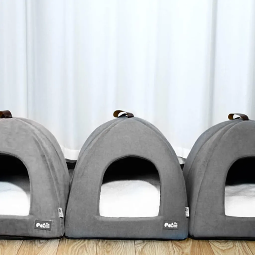 Sac de couchage gris S pour chat d'intérieur - Couchage chaud et douillet