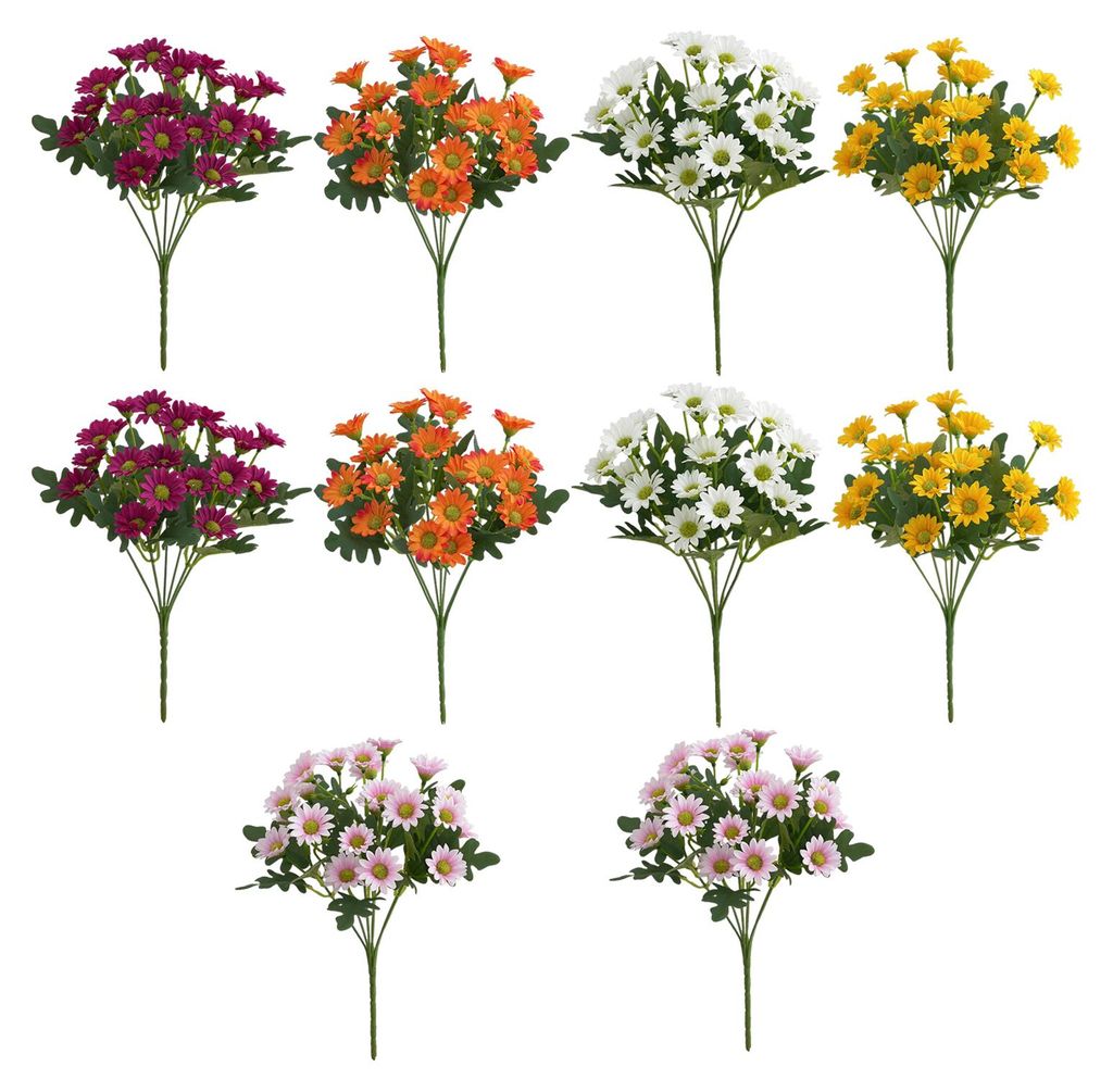 Künstliche Chrysanthemen-Bündel, UV-beständig, Herbstblumen, realistische Kunstpflanzen für Terrasse, Veranda, Fensterkasten, Vase, Innenbereich