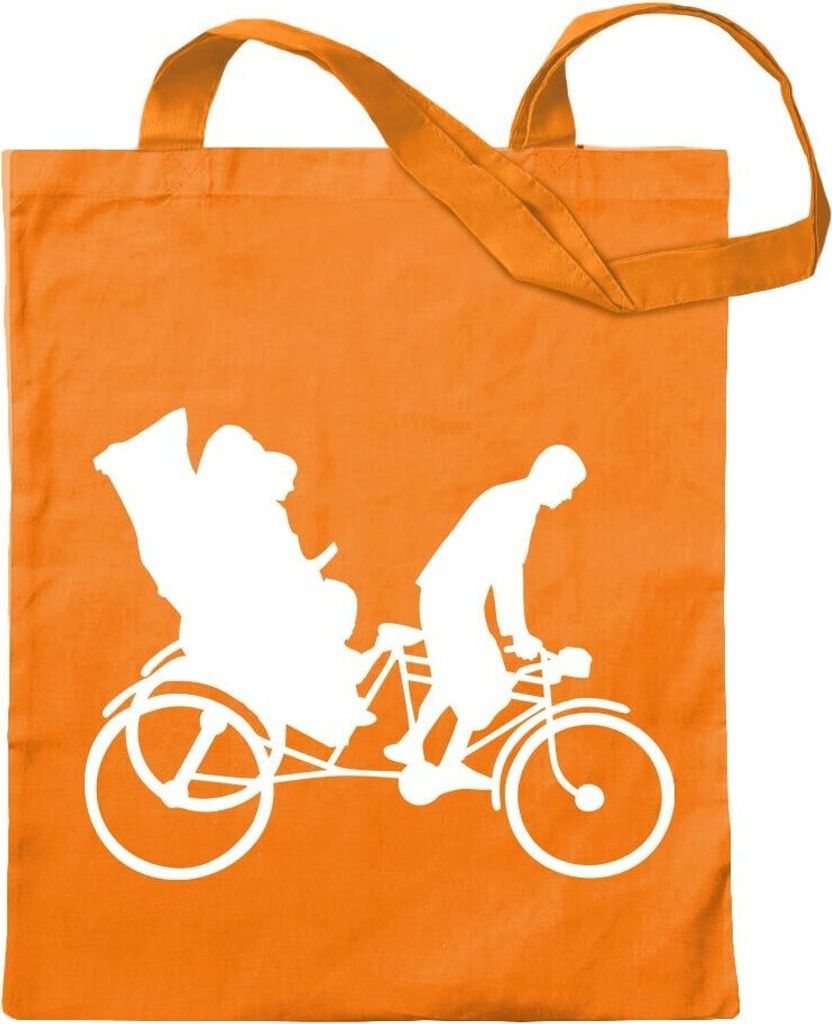 Kiwistar - Baumwolltasche - mandarin - Fahrradrikscha Fahrer Dreirad - Tragetasche Stoffbeutel Umhängetasche langer Henkel