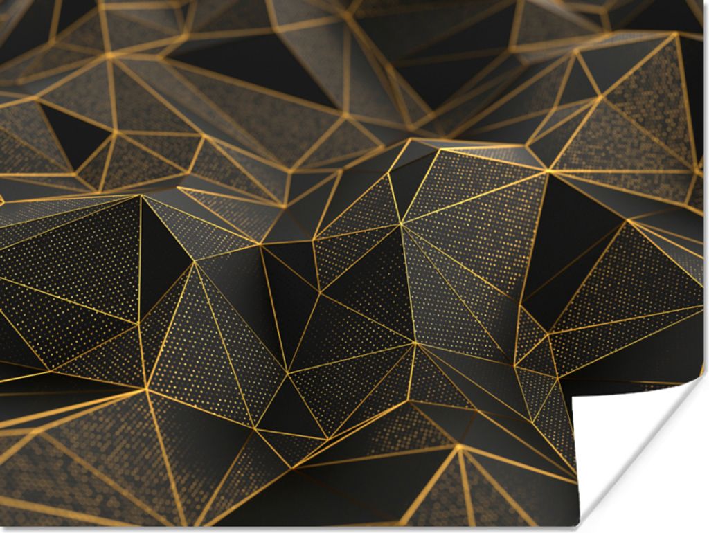 MuchoWow Poster Abstrakt - Gold - 3D - Luxus - Kunst 120x90 cm - Wandbild
