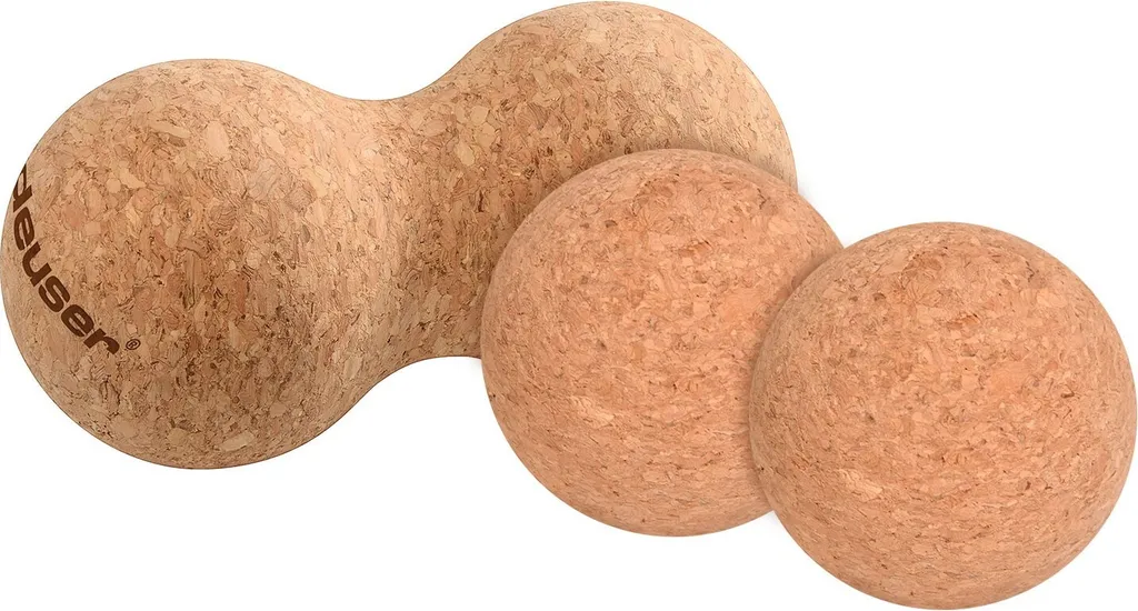 Double balle de massage en liège Deuser - Kit de 3 accessoires fitness
