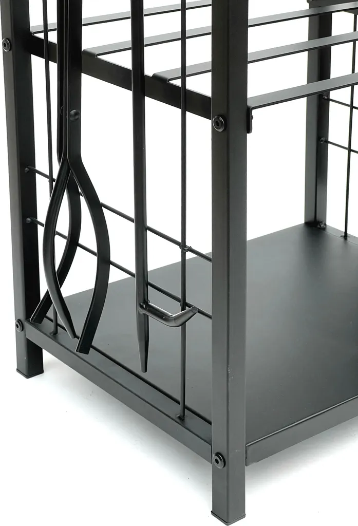 Fini le désordre avec ce range-bûches 72 cm en métal et son serviteur - 8