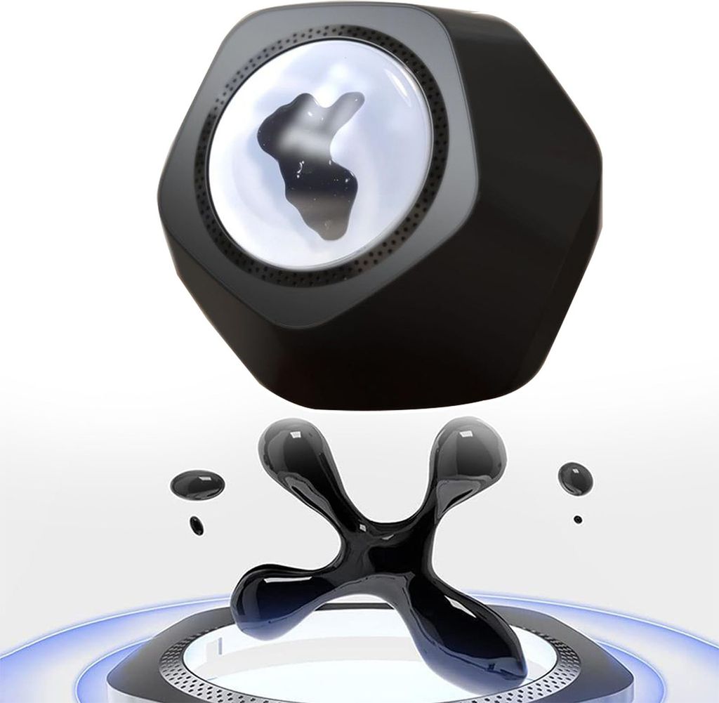 Magnetischer Flüssigkeitslautsprecher, 360° Surround Sound, Musikvisualisierung, Touch-Design, für Home Office Dekoration, Grau