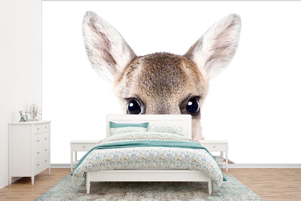 MuchoWow Fototapete für Wohnzimmer oder Schlafzimmer Wandtapete Vinyl Motivtapete Hirsche - Tiere - Braun - Natur - 375x280 cm - Schlafzimmer ta...
