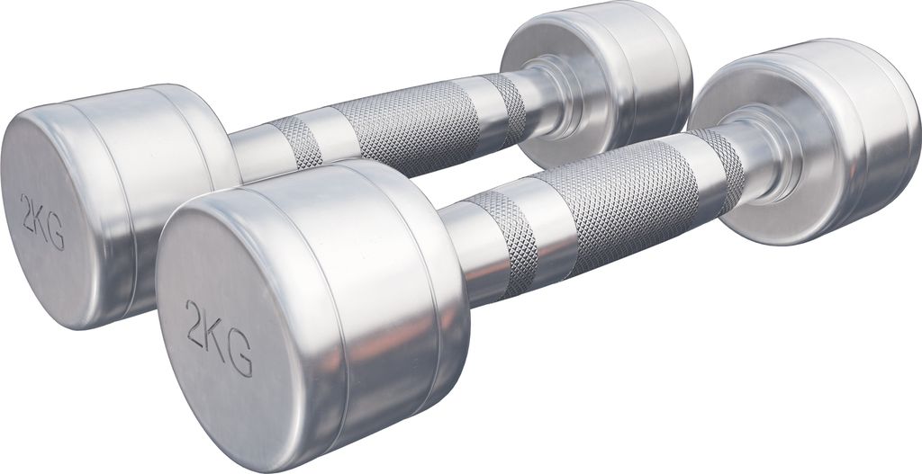 GORILLA SPORTS Kurzhanteln - 2er Set, 4kg (2x2kg) Gewichte, Rutschfest, gerändelt, Verchromter Stahl - Hantelset, Rundhanteln, Kurzhantelset