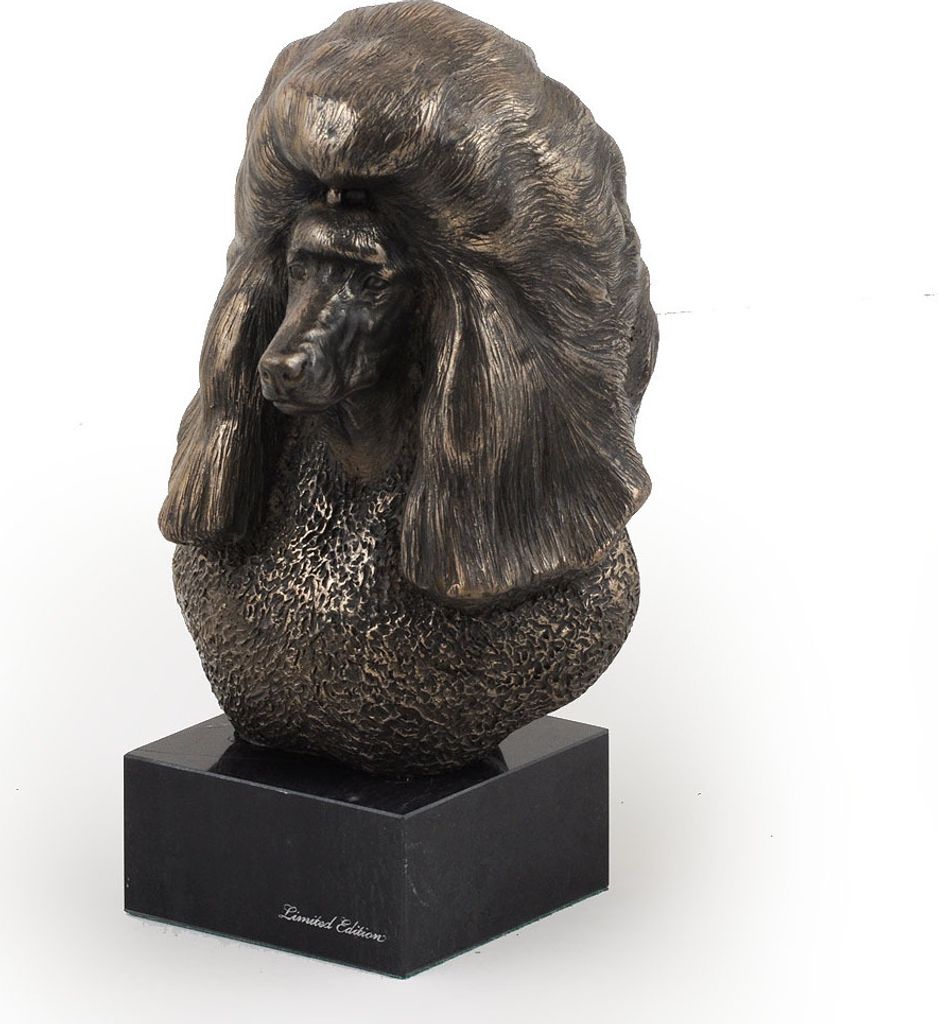 Pudel - Hundestatue, Büste auf Steinsockel, Skulptur, Trophäe für Hundeausstellung der Marke Art-Dog