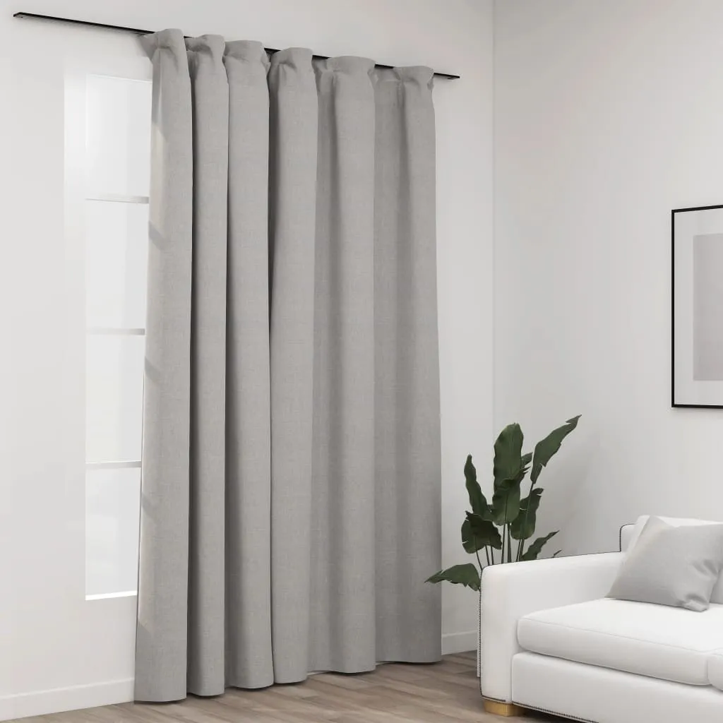 Tenda Oscurante con Ganci 290x245 cm Grigio Effetto Lino - Offerta
