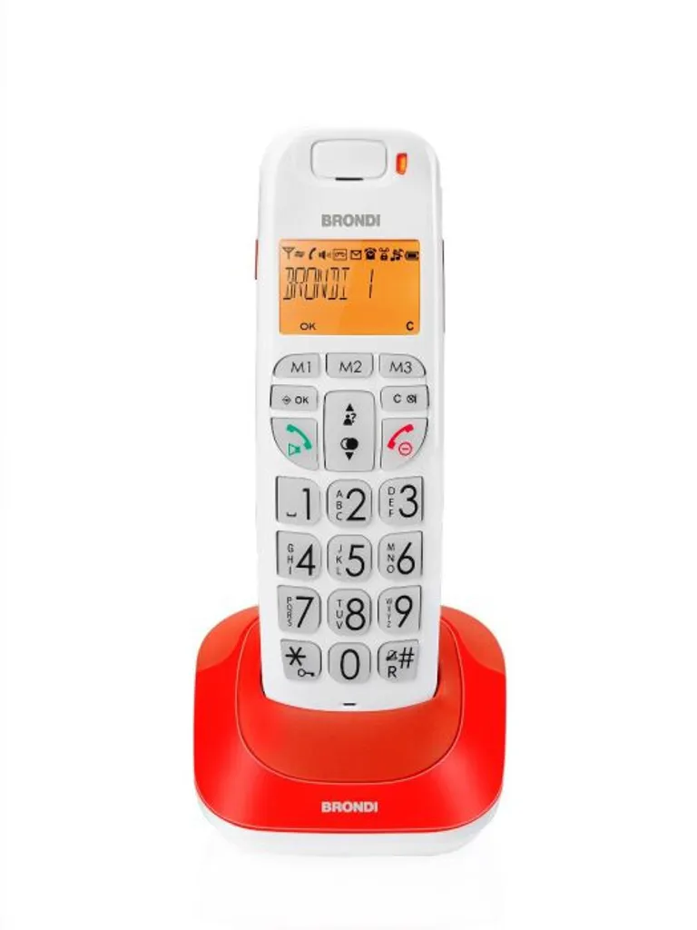 Téléphone fixe DECT Brondi Bravo Bright rouge à écran rétroéclairé clair