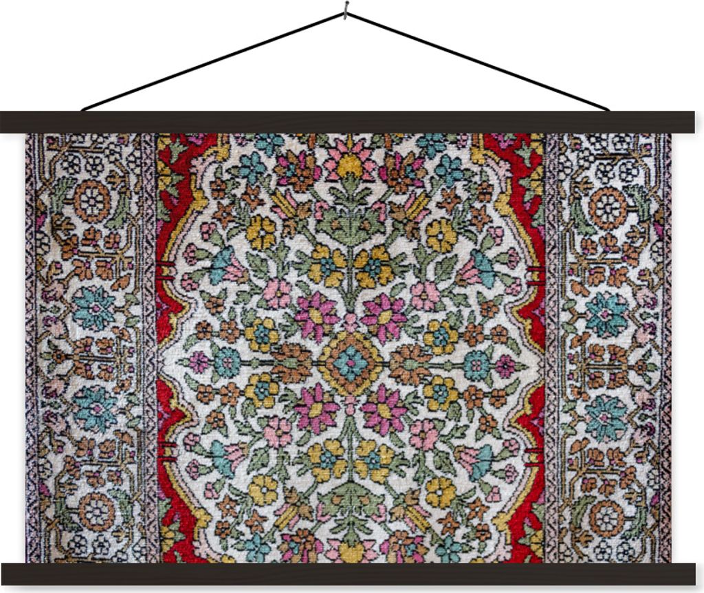 MuchoWow Textilposter Persische Teppiche - Teppiche - Muster - Farben 90x60 cm mit schwarzem Rahmen - Aufhängungssatz