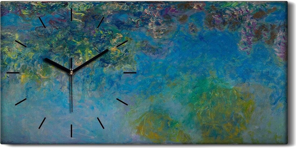 Leinwand Uhr Küche Wohnzimmer Bild Geräuschlos Kunstdruck 60x30 Glyzinie - schwarze Hände