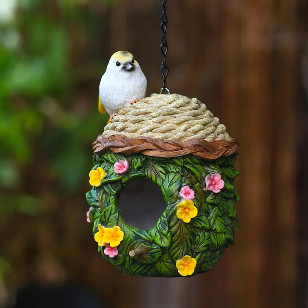 Nid extérieur pour petits oiseaux - Boîte à oiseaux suspendue décorative