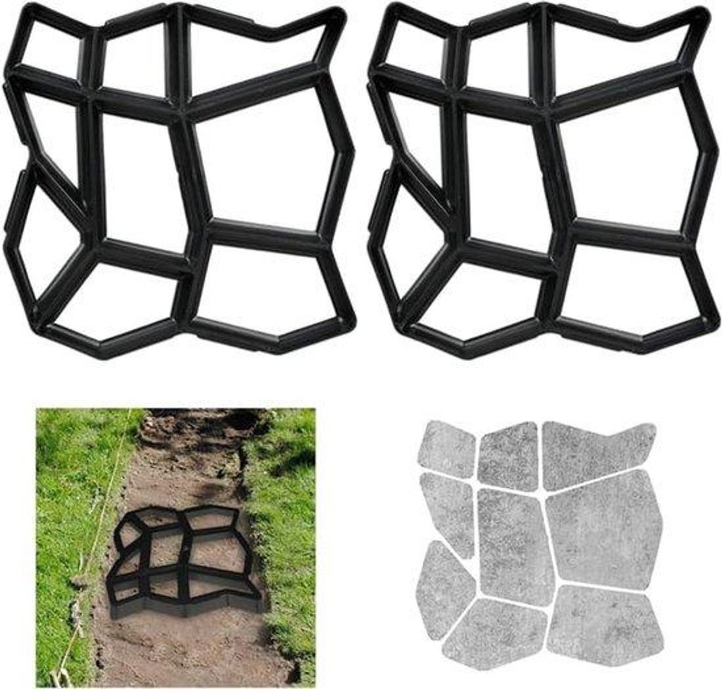Doe-het-zelf malset für Gartenzuweg-Entwurf, selbst zu gießen, Abmessungen (H x B x D): 4 x 43 x 43 cm - Schwarz