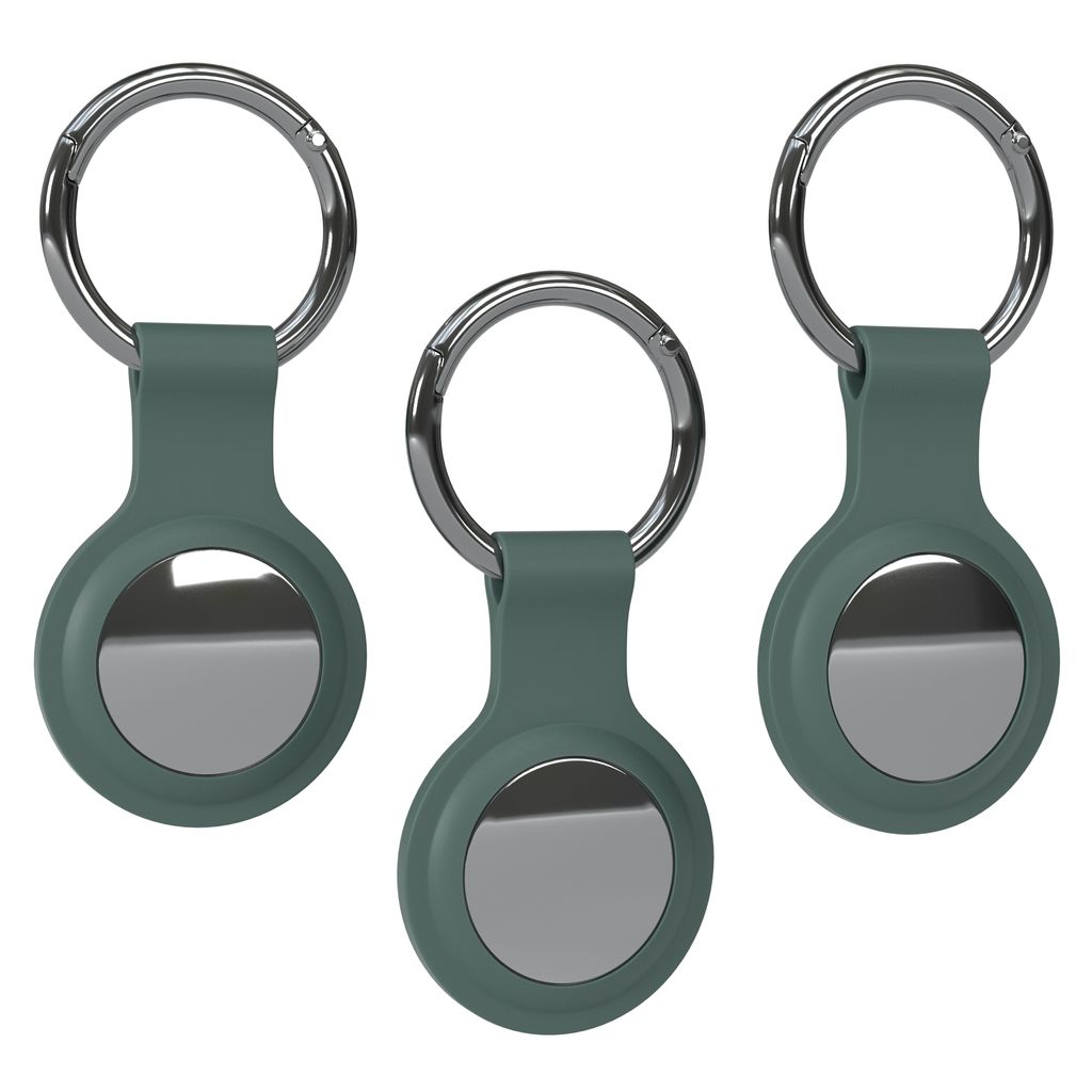 EAZY CASE - 3er Set Schlüsselanhänger für AirTag Anhänger Hülle Silikon Dunkelgrün AirTags Schutzhülle Air Tracker Schlüsselanhänger Ring ...