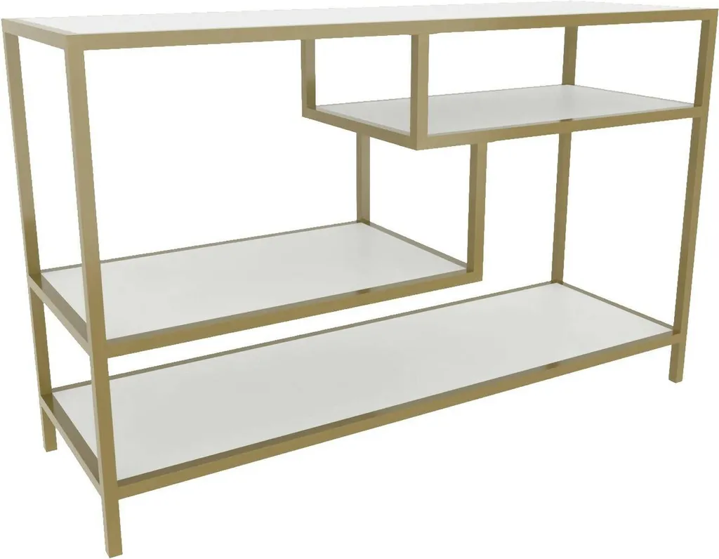 Grand Meuble TV pour Salon Ivette 120x39 cm Doré Style Glamour Chic