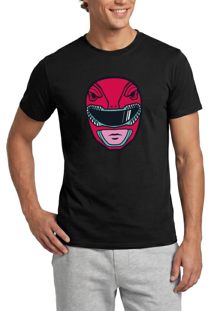 Spreadshirt Power Rangers Roter Ranger Helm Männer T-Shirt, L, Schwarz