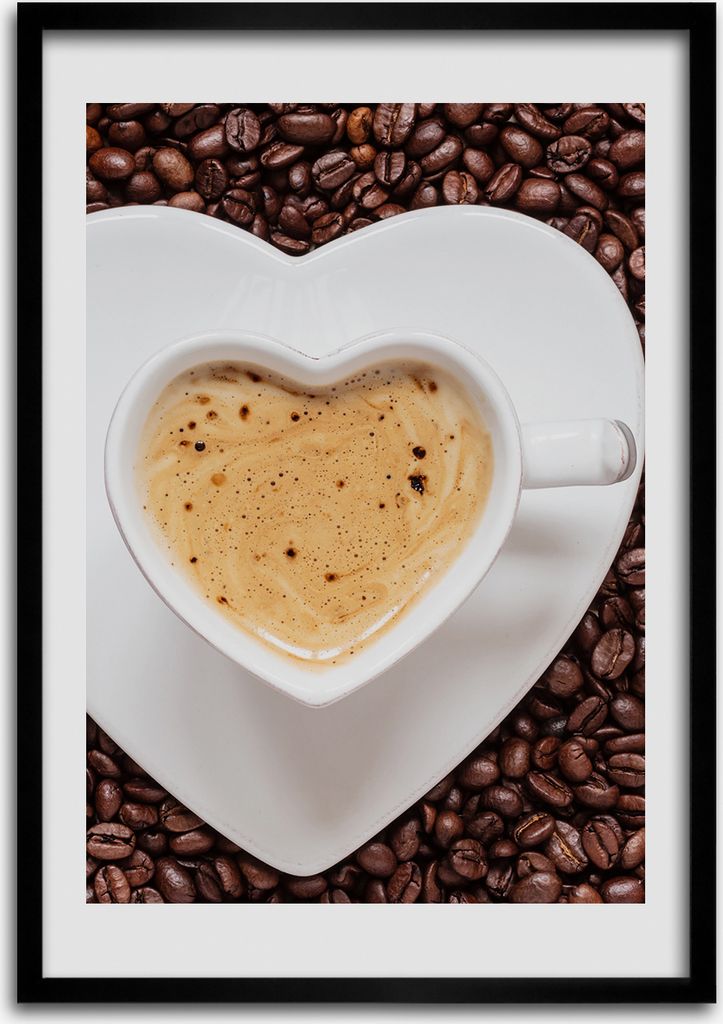 Bild - Bilderrahmen - 50 cm x 70 cm - MDF - Rahmen - Wandkunst Eine Tasse Kaffee