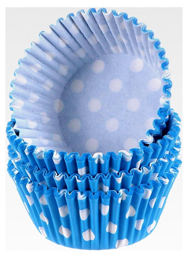 100 Stück Cupcake-Förmchen Blau mit Punkten Standardgröße Muffins Liners Papiere Backbecher Wrapper Fettbeständig für Feierlichkeiten