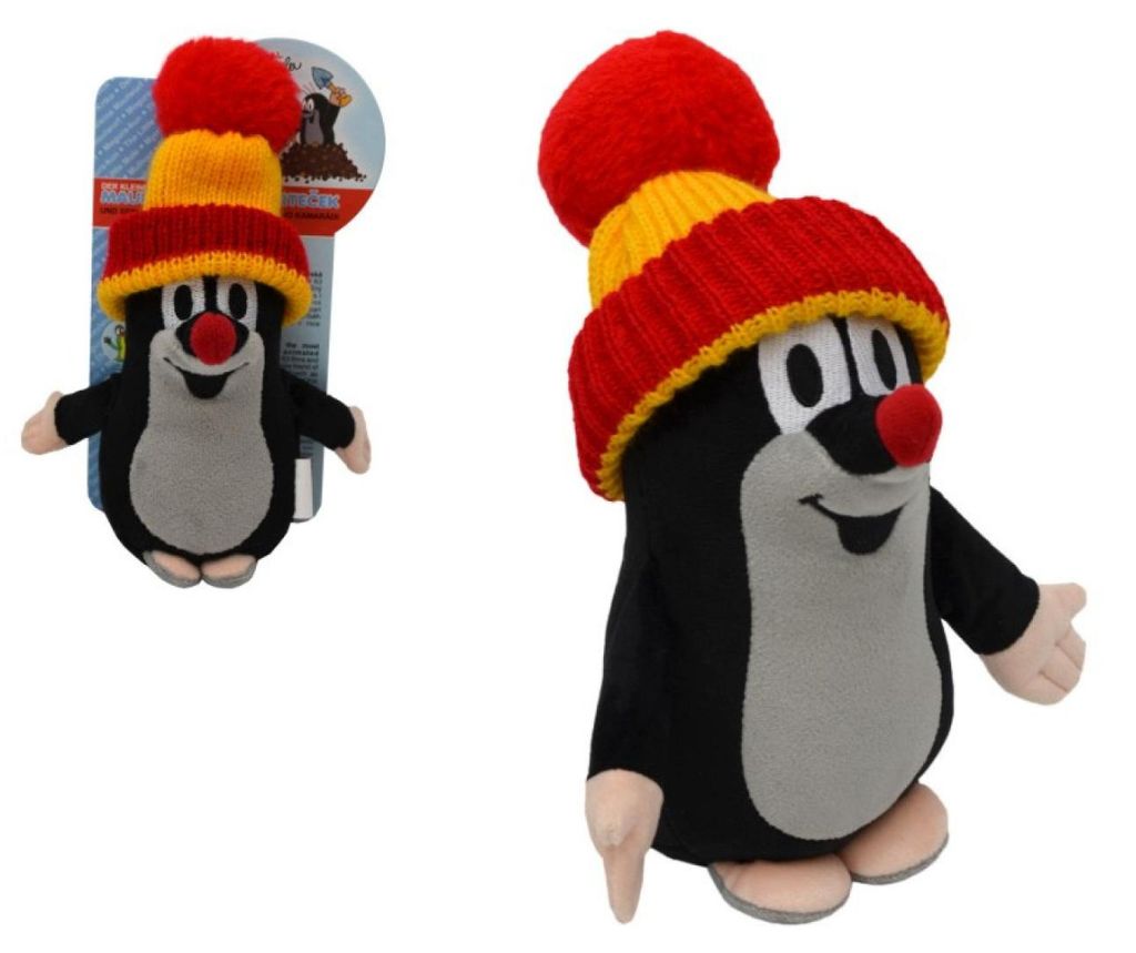 Krtek s červeno-žltou čapicou, plyšový, 15 cm, na kartičke Obrázok produktu 