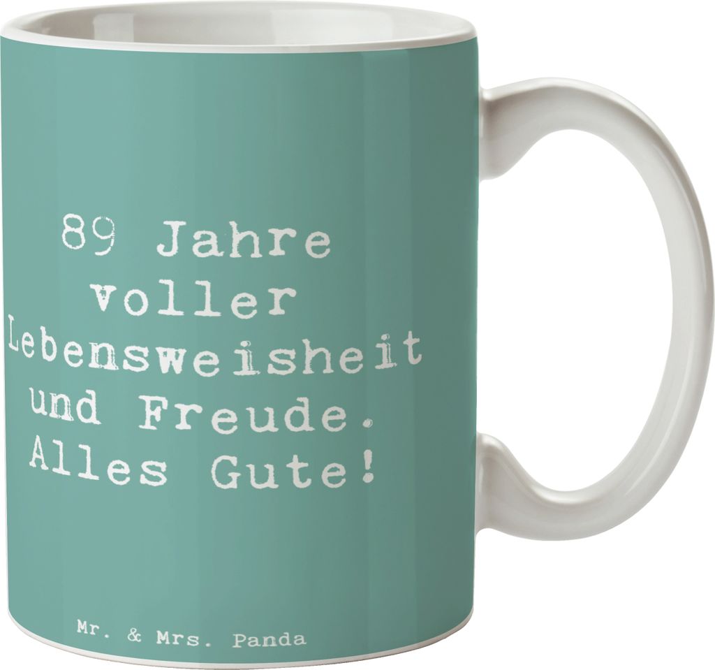 Mr. & Mrs. Panda Kaffeepott Spruch 89. Geburtstag Freude - Meeresbrise - Geschenk, design tasse, Geschenkideen, Pott, Kaffeebecher, Happy Birthday,...