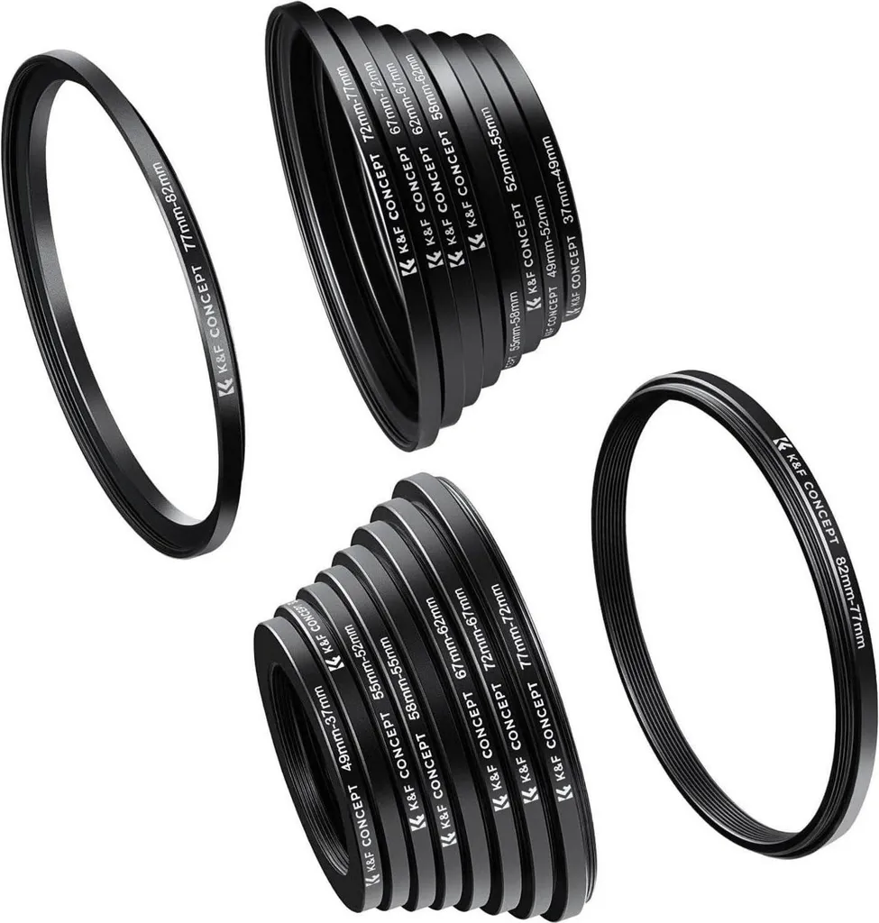 Kit adaptateurs filtres 37-82mm en aluminium pour objectifs photo pro