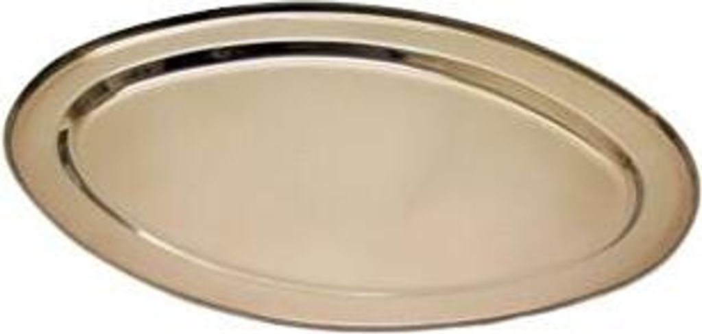 Servierplatte Edelstahl Platte oval 40 x 26 cm silberfarben Haushalt Gastrobedarf Schulz 210020