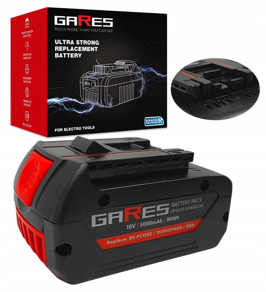 Gares Akkupack zum Zellentausch für Bosch GBA 1600A02149 1600A002U5 Professional | 18 V 5 Ah Li-Ion | Ersatz-Zellenpack für Werkzeugakkus | Profi...