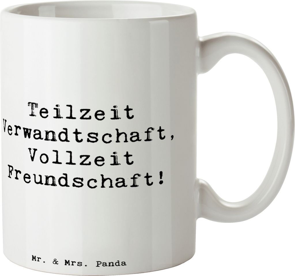 Mr. & Mrs. Panda Teetasse Spruch Halbbruder Freundschaft - Weiß - Geschenk, Bedruckte Tasse, handgemacht, Verbundenheit, Becher, Familie, Verwandt...