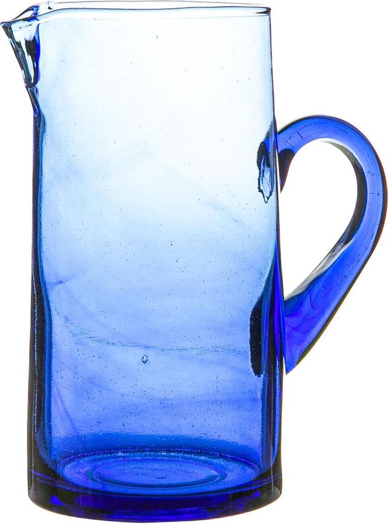 Nicola Spring Jebel Recycled Glaskanne - Wasser, Saft Karaffe - 1L - Blau