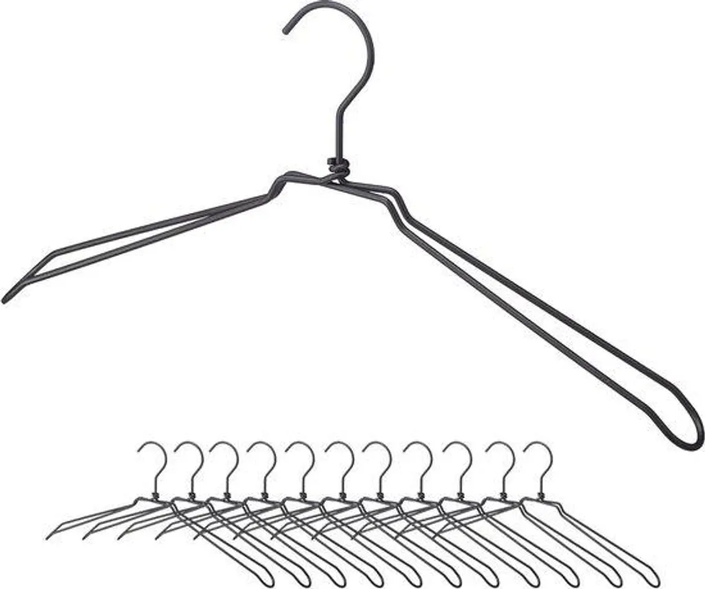 Cintre métallique noir robuste 45 cm avec encoches anti-glisse lot de 12