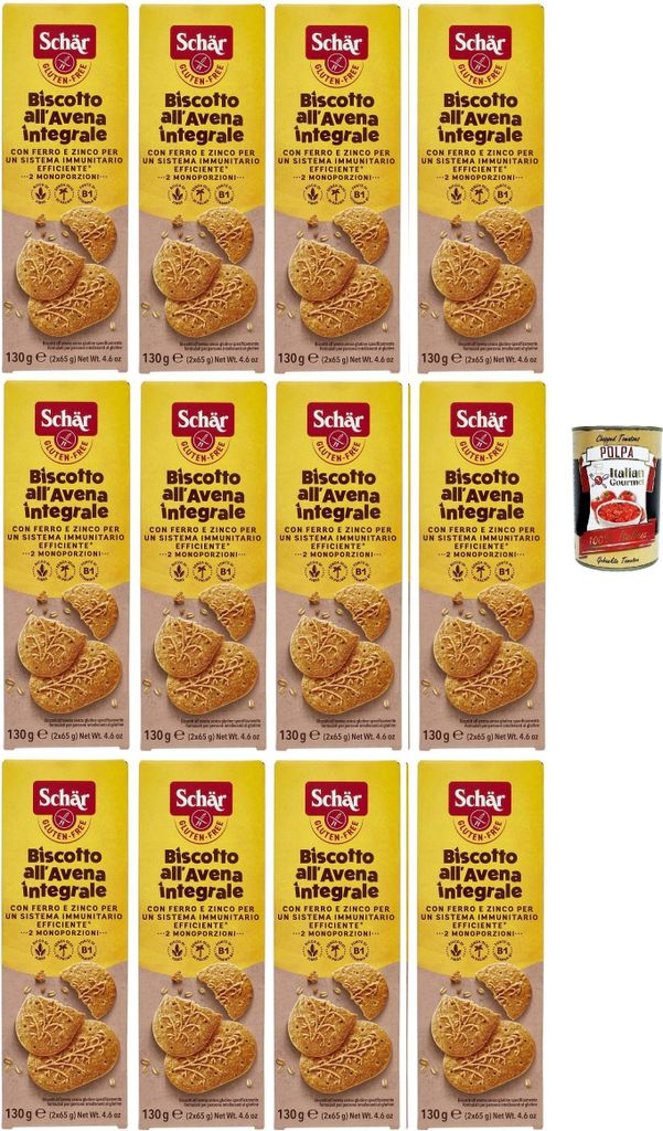 Schär, Biscotto all'Avena Ricco di Fibre integrale, Haferkekse reich an Vollkornfasern, Quelle für Vitamin B1 und Eisen, glutenfrei und palmölfr...