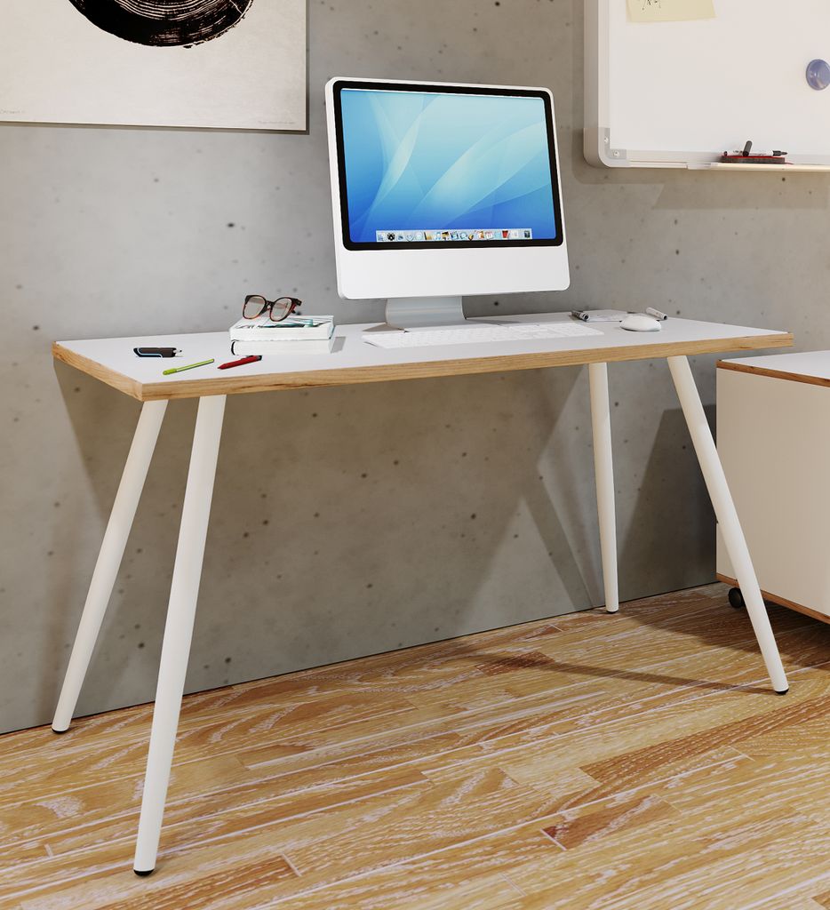 VCM Schreibtisch Computertisch Bürotisch Skandanivischer Retro Look Salia 138x50 cm