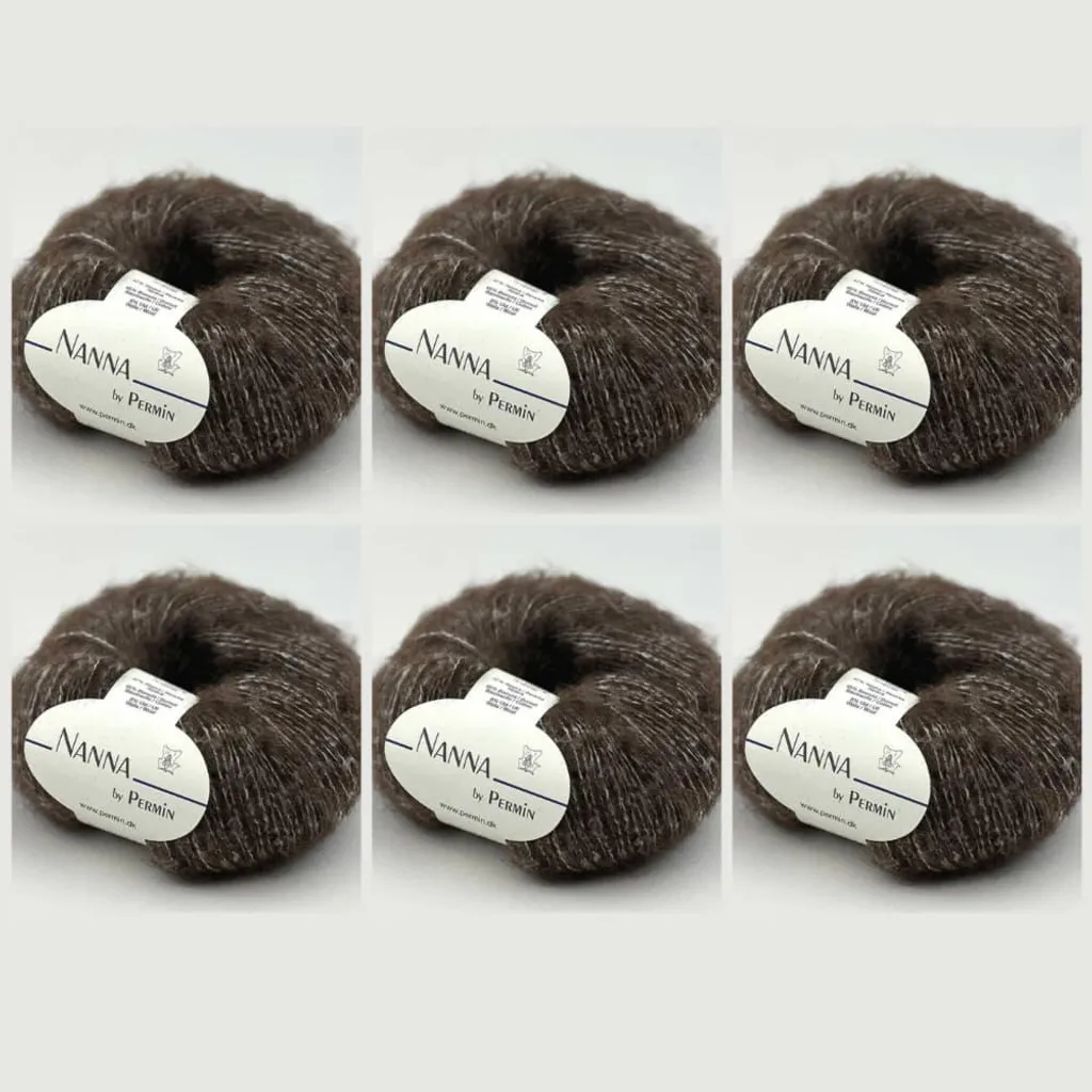 Fil Nanna by Permin 03 marron - Mélange alpaga et coton naturel 6pcs