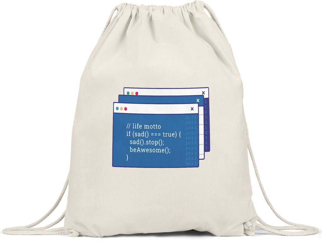 If Sad Be Awesome Turnbeutel Gymsack Programmierer Lustiges Geschenk Coder IT Debugging Informatiker Entwickler